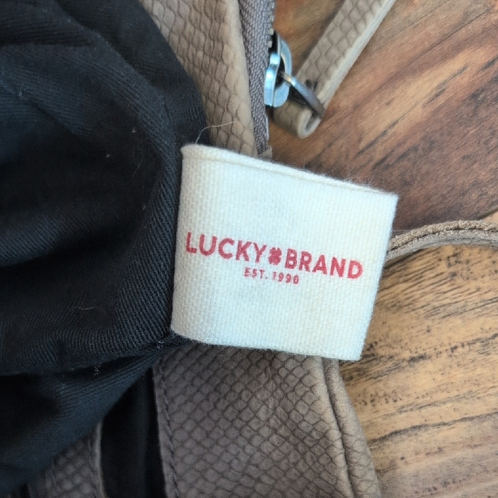 Lucky Brand Chic Taupe Women's Leather Large Tote Bag - Picture 8 of 11